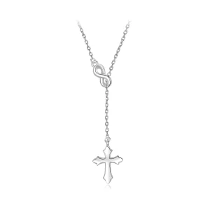 (image pour) Pandora Style Collier Y Croix de Foi Éternelle en Argent 925 plaqué Platine - BSN436