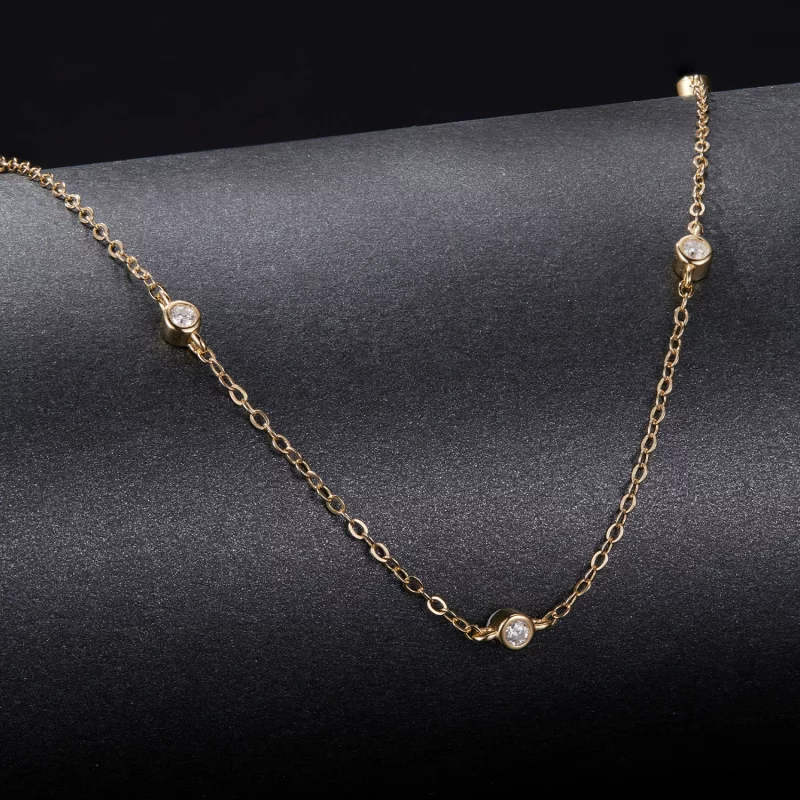 (image pour) Collier inspiré du style Pandora en argent 925 plaqué or avec moissanite et cert - Afficher 2