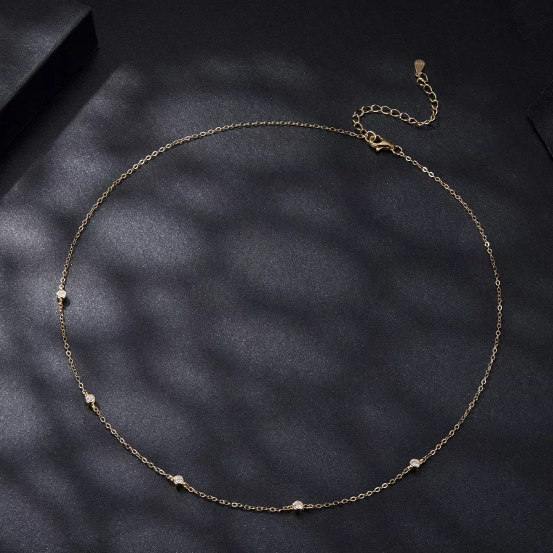 (image pour) Collier inspiré du style Pandora en argent 925 plaqué or avec moissanite et cert - Afficher 3