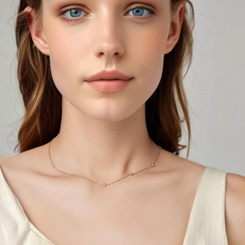 (image pour) Collier inspiré du style Pandora en argent 925 plaqué or avec moissanite et cert - Afficher 4