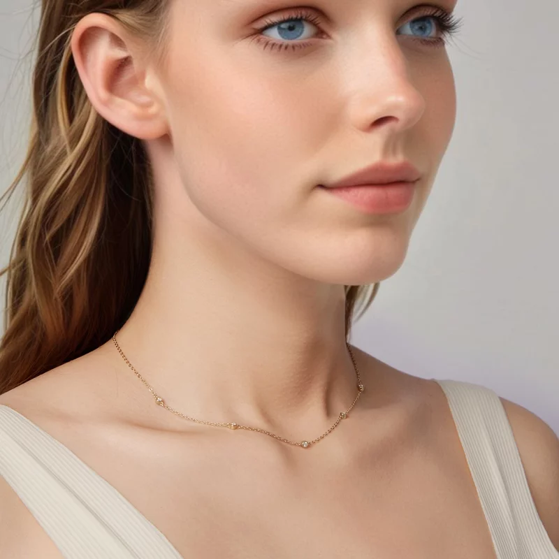 (image pour) Collier inspiré du style Pandora en argent 925 plaqué or avec moissanite et cert - Afficher 5
