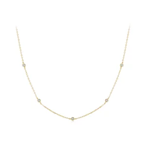 (image pour) Collier inspiré du style Pandora en argent 925 plaqué or avec moissanite et certificat - MSN051-B