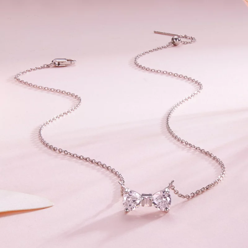 (image pour) Collier nœud Pandora en argent 925 plaqué platine avec zirconium - BSN434 - Afficher 2