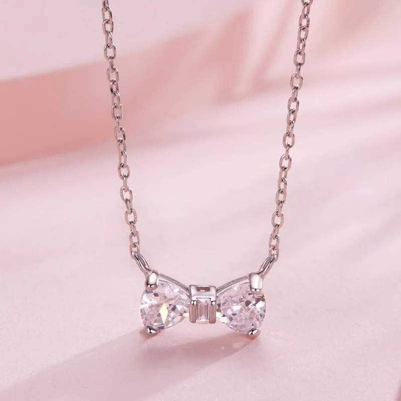 (image pour) Collier nœud Pandora en argent 925 plaqué platine avec zirconium - BSN434 - Afficher 3