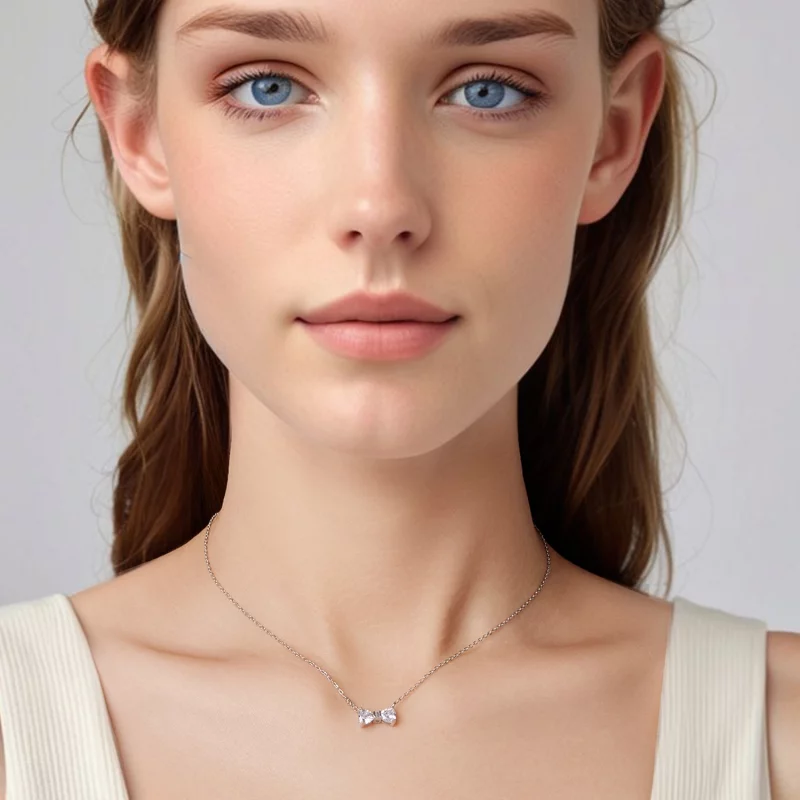 (image pour) Collier nœud Pandora en argent 925 plaqué platine avec zirconium - BSN434 - Afficher 4