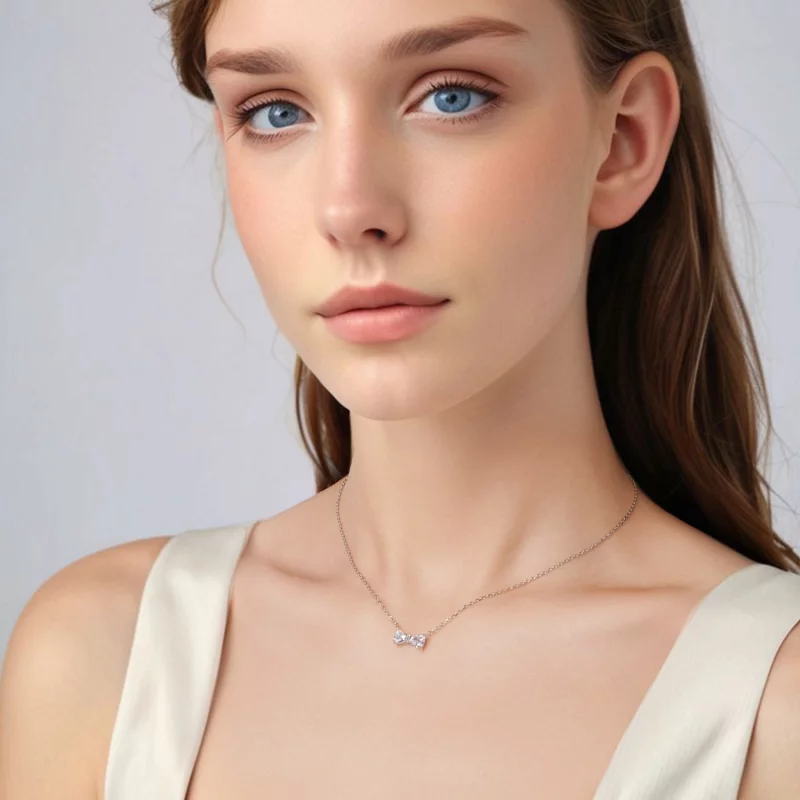 (image pour) Collier nœud Pandora en argent 925 plaqué platine avec zirconium - BSN434 - Afficher 5
