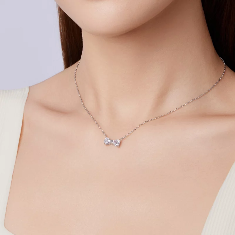(image pour) Collier nœud Pandora en argent 925 plaqué platine avec zirconium - BSN434 - Afficher 6