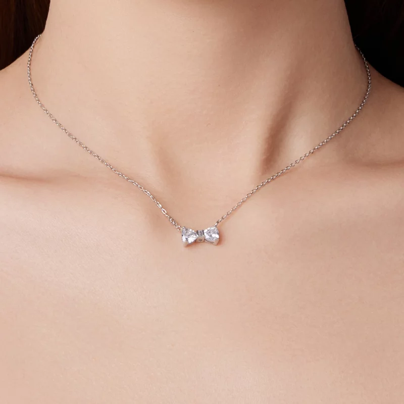 (image pour) Collier nœud Pandora en argent 925 plaqué platine avec zirconium - BSN434 - Afficher 7