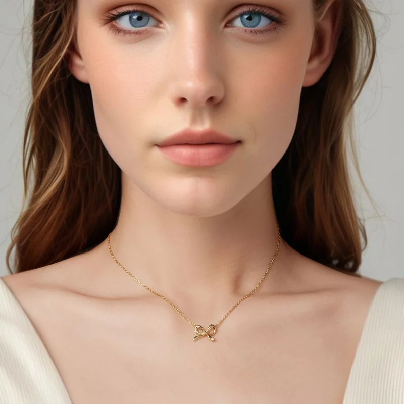 (image pour) Pendent Collier Noeud Papillon Doré Style Pandora - Argent 925 Sterling Plaqué O - Afficher 5