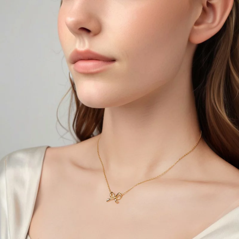 (image pour) Pendent Collier Noeud Papillon Doré Style Pandora - Argent 925 Sterling Plaqué O - Afficher 6