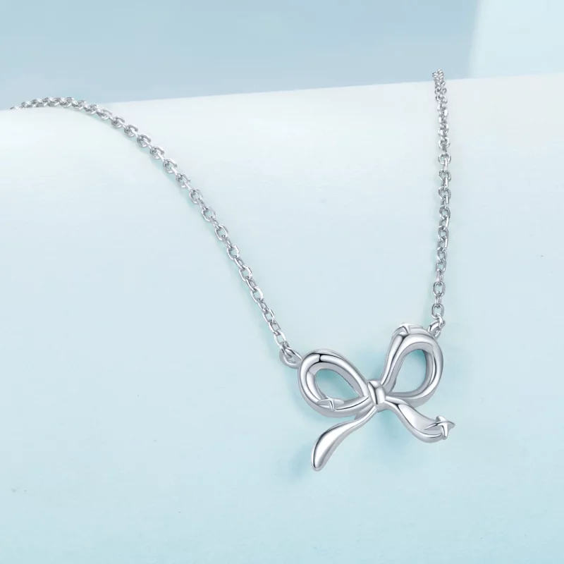 (image pour) Collier Pendentif avec Nœud Papillon Pandora - Argent 925 Sterling Plaqué Platin - Afficher 2