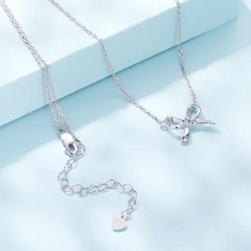 (image pour) Collier Pendentif avec Nœud Papillon Pandora - Argent 925 Sterling Plaqué Platin - Afficher 4