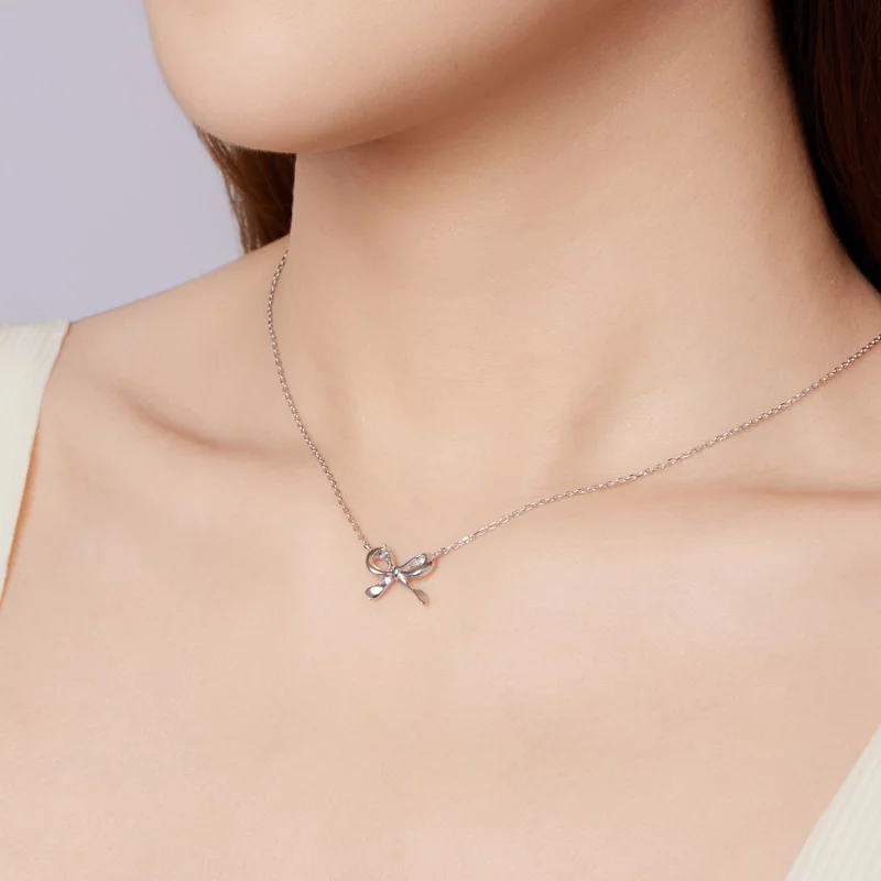 (image pour) Collier Pendentif avec Nœud Papillon Pandora - Argent 925 Sterling Plaqué Platin - Afficher 7