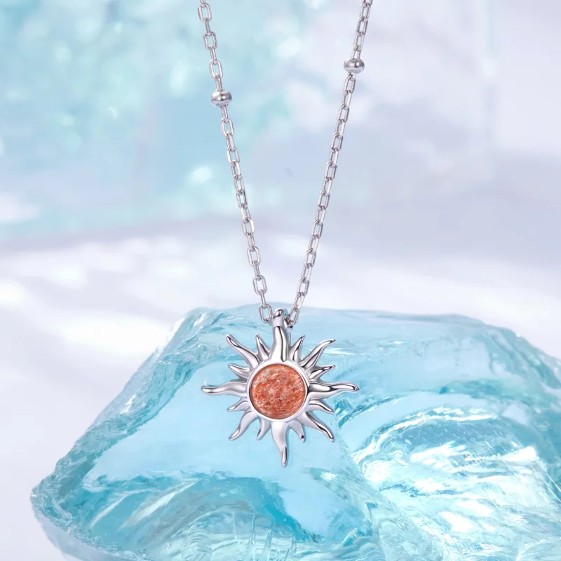 (image pour) Collier Sole Style Pandora - Pendentif en Argent 925 Sterling Pierre de Soleil N - Afficher 2