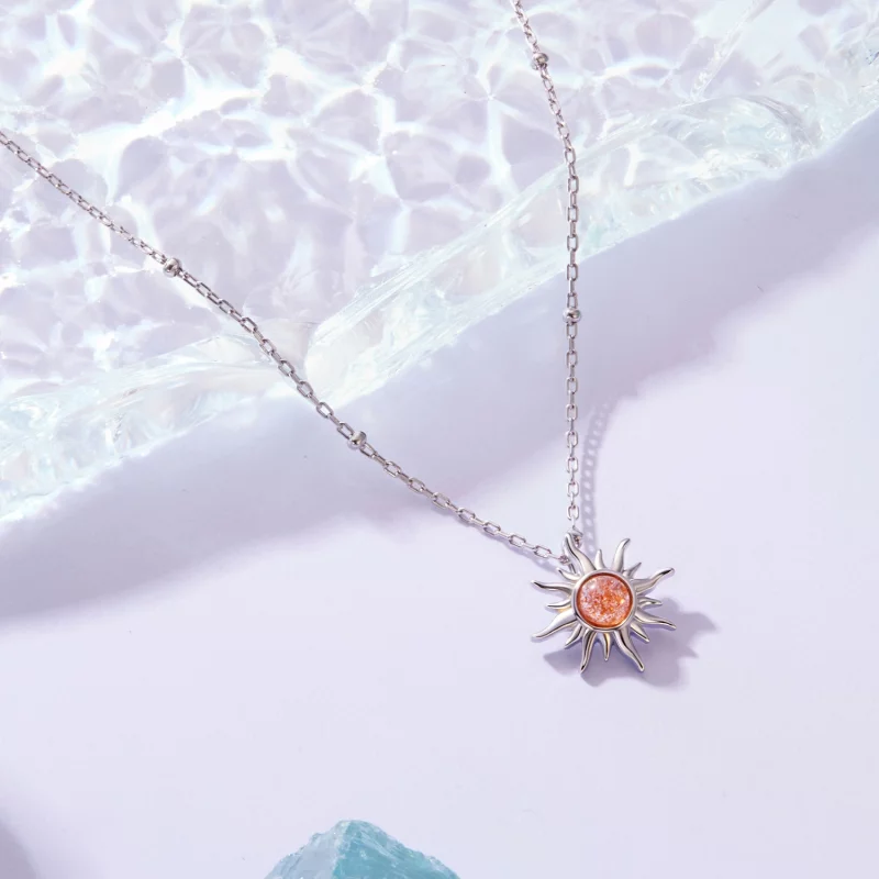 (image pour) Collier Sole Style Pandora - Pendentif en Argent 925 Sterling Pierre de Soleil N - Afficher 3