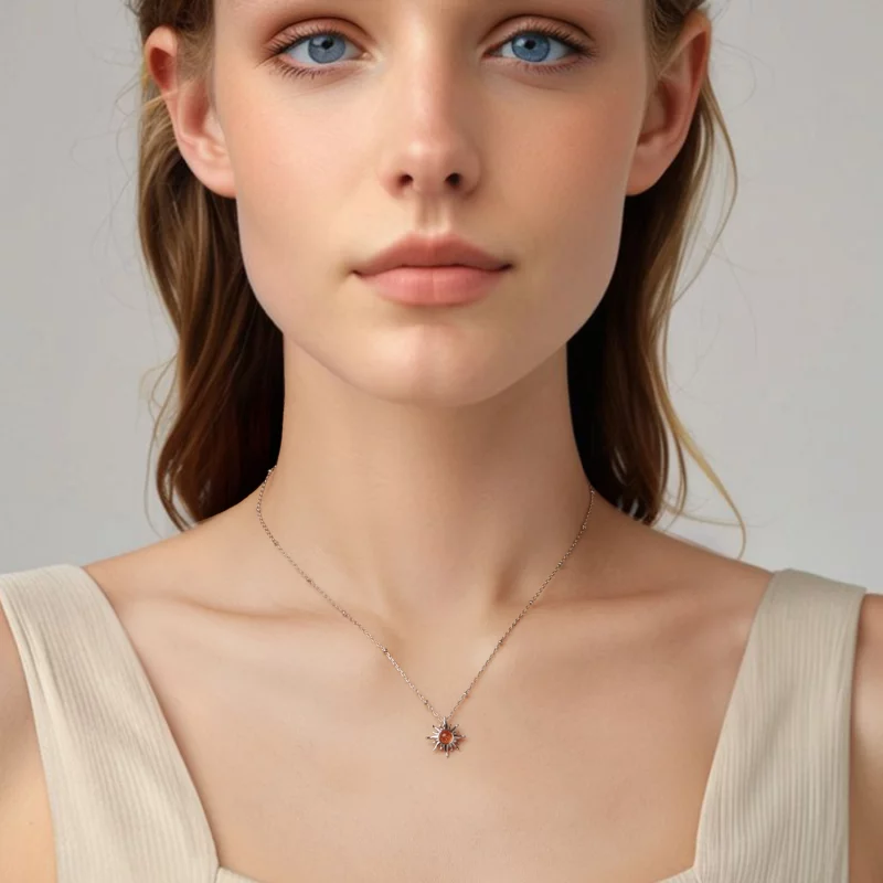 (image pour) Collier Sole Style Pandora - Pendentif en Argent 925 Sterling Pierre de Soleil N - Afficher 4