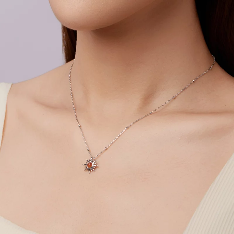 (image pour) Collier Sole Style Pandora - Pendentif en Argent 925 Sterling Pierre de Soleil N - Afficher 7