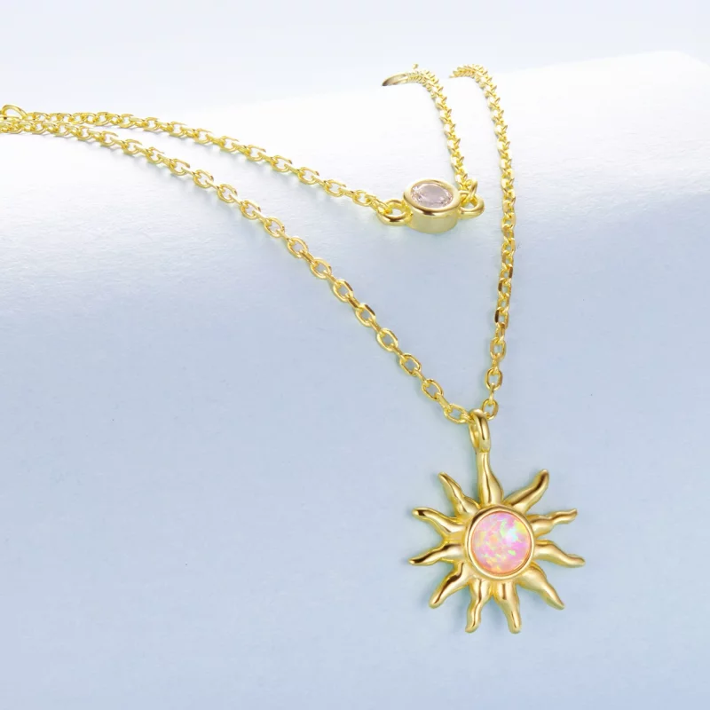 (image pour) Pandora Style Collier Double Couche Soleil Opale en Argent 925 avec Zirconium et - Afficher 2