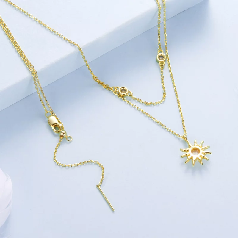 (image pour) Pandora Style Collier Double Couche Soleil Opale en Argent 925 avec Zirconium et - Afficher 4