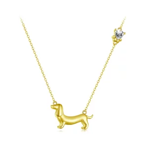 (image pour) Collier Charme Teckel Style Pandora - Argent 925 avec Zirconium Cubique et Placage Or - SCN501-B