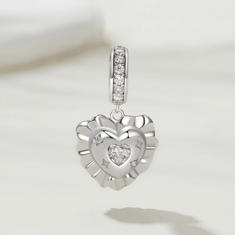 (image pour) Pendentif Cœur Coussin Pandora en Argent 925 avec Zirconium Cubique - Charme Pla - Afficher 2