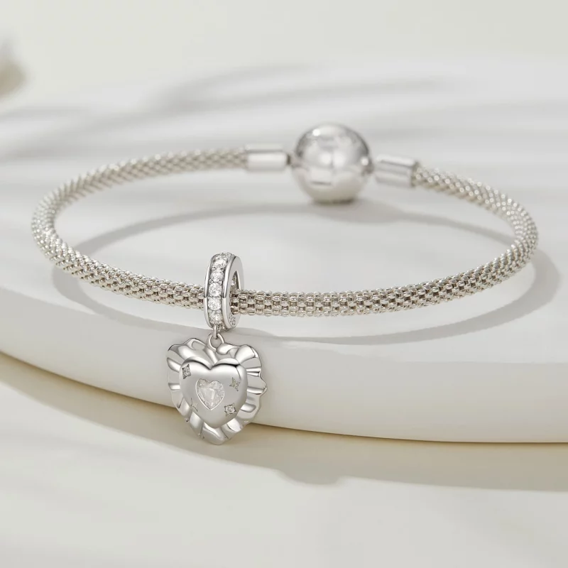 (image pour) Pendentif Cœur Coussin Pandora en Argent 925 avec Zirconium Cubique - Charme Pla - Afficher 3
