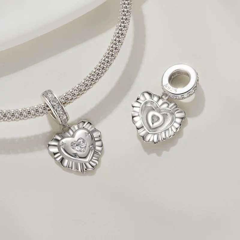 (image pour) Pendentif Cœur Coussin Pandora en Argent 925 avec Zirconium Cubique - Charme Pla - Afficher 4