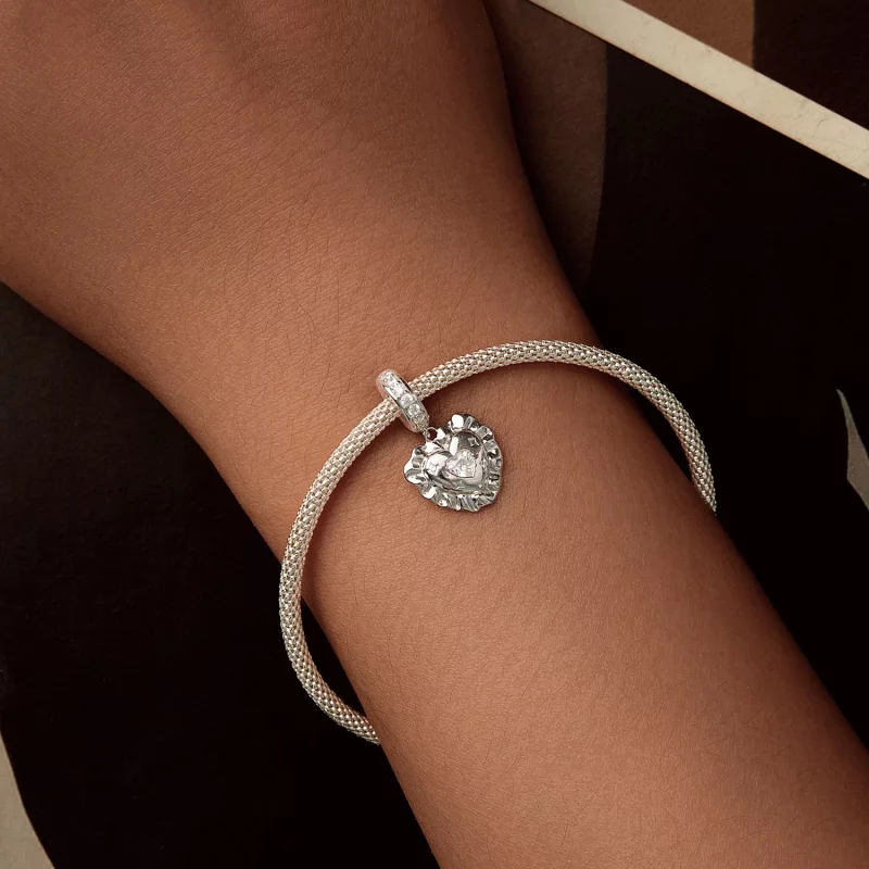 (image pour) Pendentif Cœur Coussin Pandora en Argent 925 avec Zirconium Cubique - Charme Pla - Afficher 5