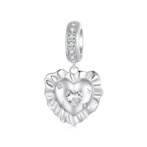 Pendentif Cœur Coussin Pandora en Argent 925 avec Zirconium Cubique - Charme Plaqué Platine - BSC1045 (image pour) Pendentif Cœur Coussin Pandora en Argent 925 avec Zirconium Cubique - Charme Plaqué Platine - BSC1045