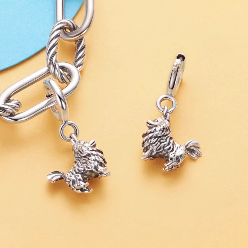 (image pour) Pendent à bascule Pandora Style Poméranien en argent 925 - Charme de chien oxydé - Afficher 5