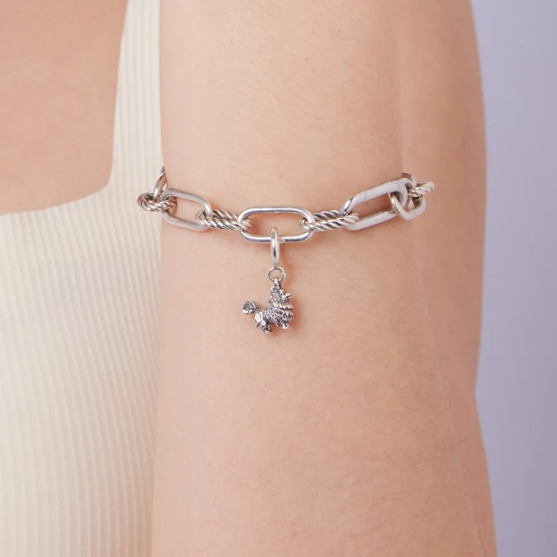 (image pour) Pendent à bascule Pandora Style Poméranien en argent 925 - Charme de chien oxydé - Afficher 8