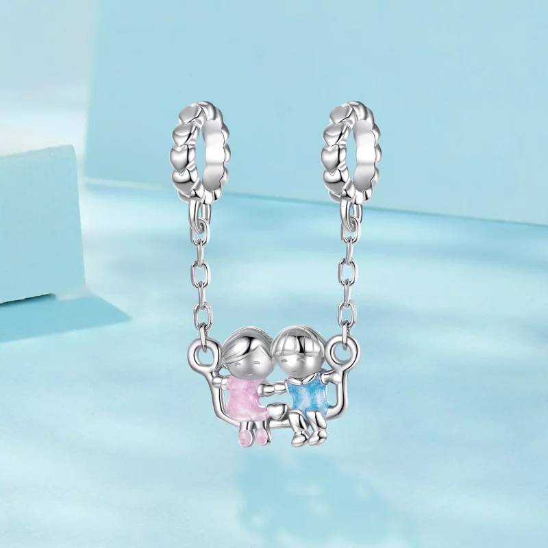 (image pour) Pandora Style 925 Argent Sterling Plaqué Or Blanc Pendentail Amours d'Enfance - - Afficher 2