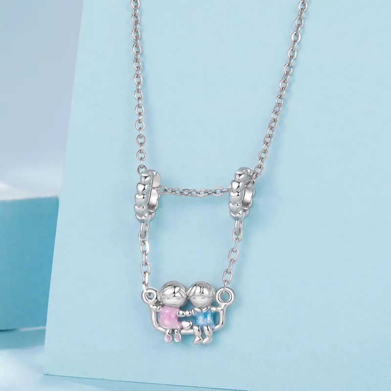 (image pour) Pandora Style 925 Argent Sterling Plaqué Or Blanc Pendentail Amours d'Enfance - - Afficher 3