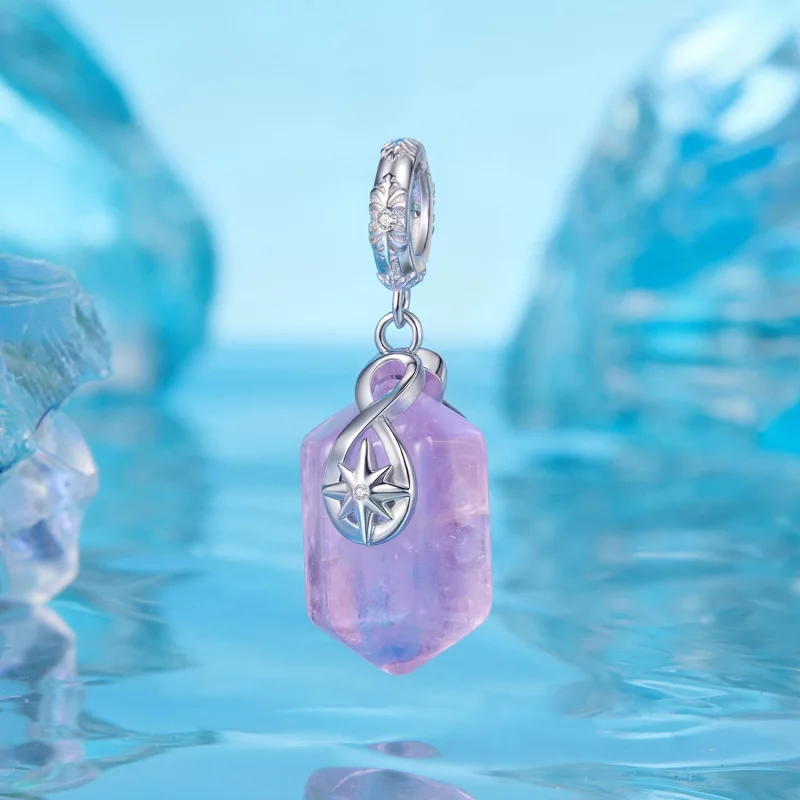 (image pour) Pendentif Pandora Style en argent 925 avec améthyste énergétique, quartz naturel - Afficher 2
