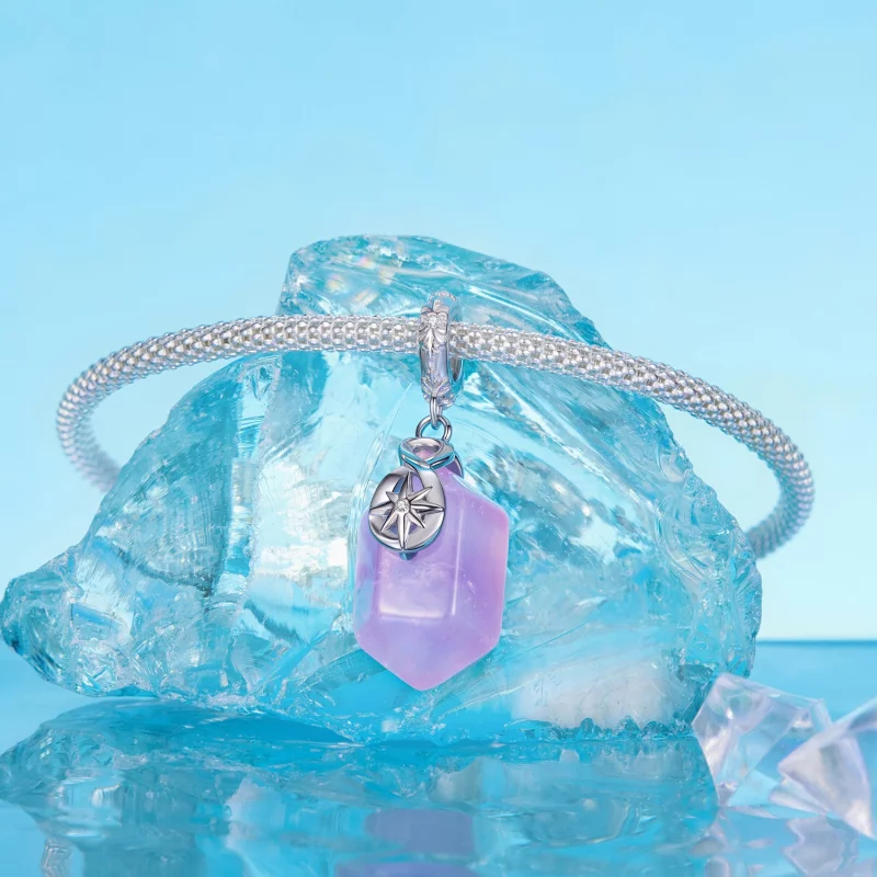 (image pour) Pendentif Pandora Style en argent 925 avec améthyste énergétique, quartz naturel - Afficher 3