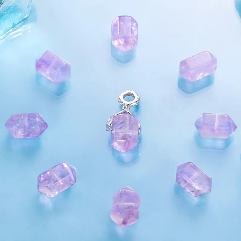 (image pour) Pendentif Pandora Style en argent 925 avec améthyste énergétique, quartz naturel - Afficher 5