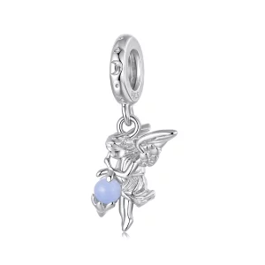 (image pour) Pendent Ange Pandora Style en Argent 925 - Zirconium Cubique et Pierre Nocturne avec Placage Platine - SCC3103