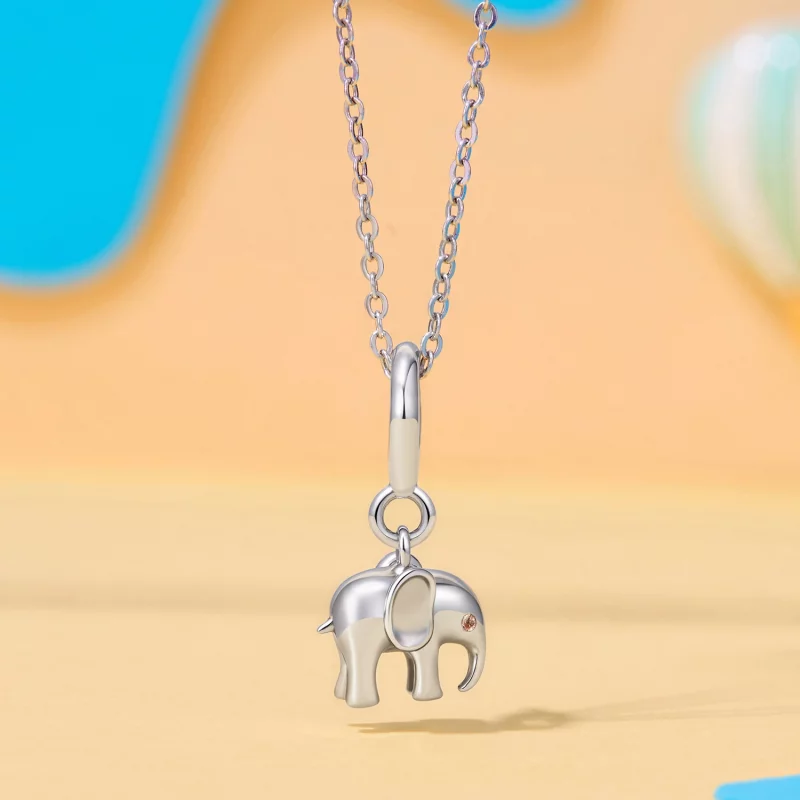 (image pour) Pendentif Bébé Éléphant Pandora Style en Argent 925 avec Fermoir et Zircone Cubi - Afficher 3