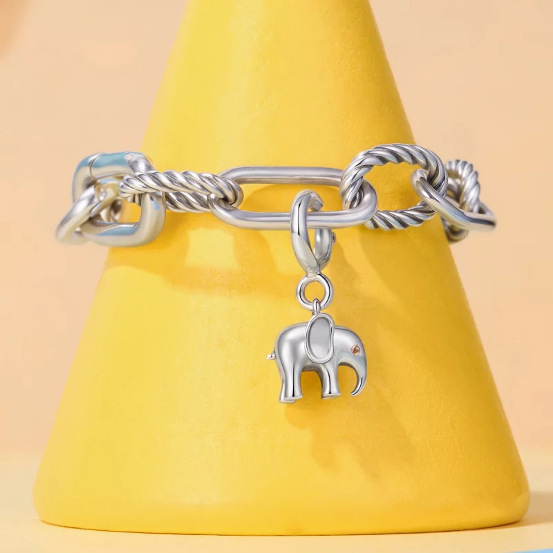 (image pour) Pendentif Bébé Éléphant Pandora Style en Argent 925 avec Fermoir et Zircone Cubi - Afficher 4