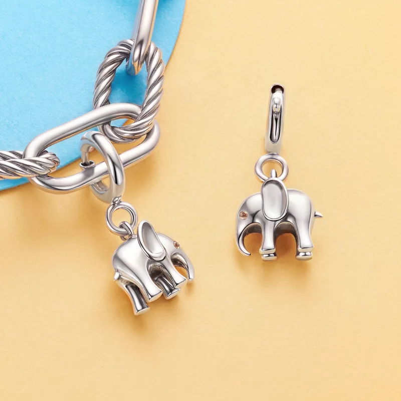 (image pour) Pendentif Bébé Éléphant Pandora Style en Argent 925 avec Fermoir et Zircone Cubi - Afficher 5