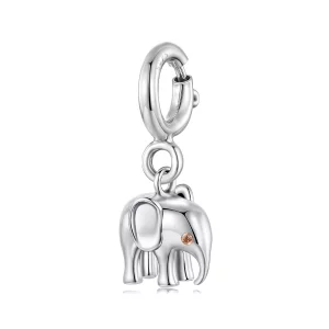 (image pour) Pendentif Bébé Éléphant Pandora Style en Argent 925 avec Fermoir et Zircone Cubique - Charme Oxydé - BSC1132