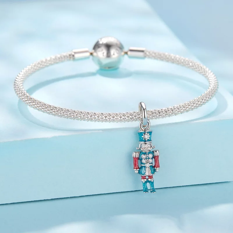 (image pour) Pendent Casse-Noisette Pandora Style en Argent 925 Plaqué Platine avec Émail et - Afficher 3