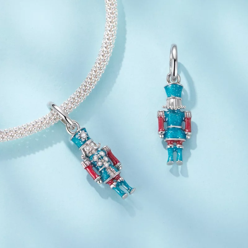 (image pour) Pendent Casse-Noisette Pandora Style en Argent 925 Plaqué Platine avec Émail et - Afficher 4