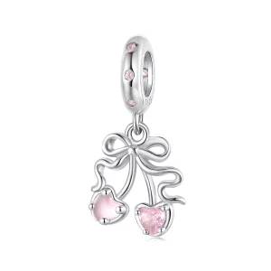 (image pour) Pendent Cerise Rose Pandora en Argent 925 avec Zirconium et Placage Platine - BSC1153