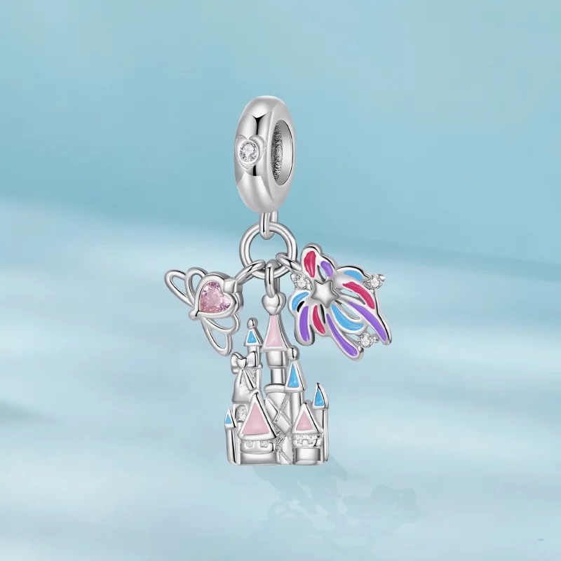 (image pour) Pendent Charme Château Feu d'Artifice Pandora en Argent 925 Émaillé et Zirconium - Afficher 2