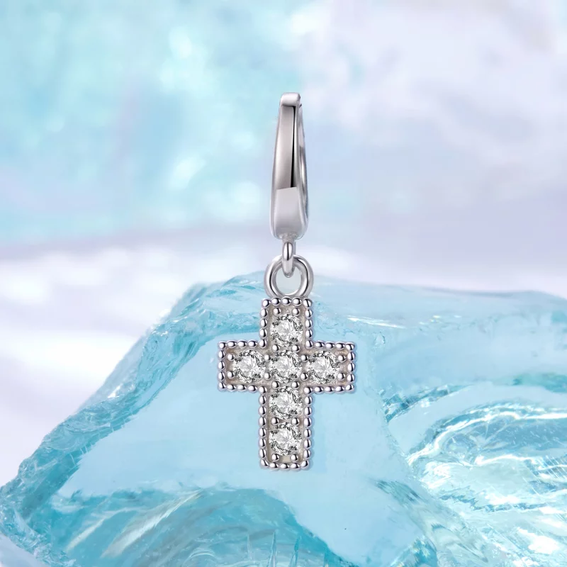 (image pour) Pendentif Croix en Argent 925 Plaqué Platine avec Zirconium Cubique de Pandora - - Afficher 2