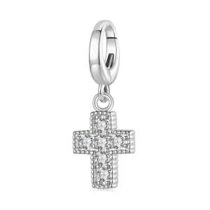 (image pour) Pendentif Croix en Argent 925 Plaqué Platine avec Zirconium Cubique de Pandora - BSC1162