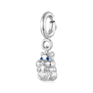 Pendentif à bascule Hamster Pandora en argent 925 avec zirconium cubique - Charme plaqué platine - BSC1133 (image pour) Pendentif à bascule Hamster Pandora en argent 925 avec zirconium cubique - Charme plaqué platine - BSC1133