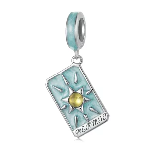 (image pour) Pendent Hermite Tarot Pandora Style en Argent 925 plaqué or blanc - Charme mystique émaillé et verre - SCC3052