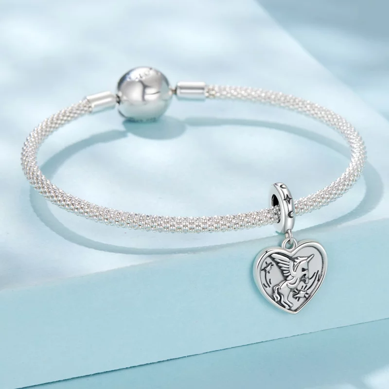 (image pour) Pendentif Charme Licorne Pandora en Argent 925 - Cœur Oxydé - SCC3104 - Afficher 3